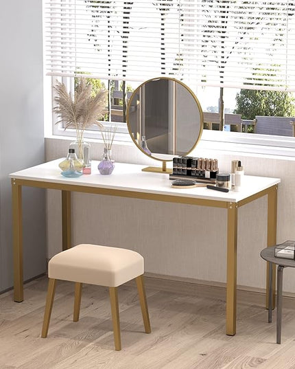 Teraves Computer desk/Dining Table Office Desk Sturdy Writing Workstation for Home Office (39.37“, White) - LeafyLoom