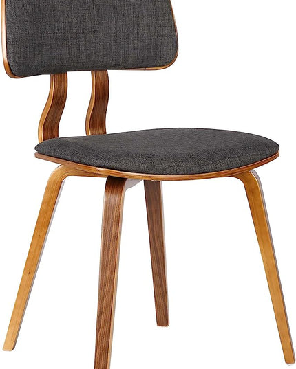 Armen Living Jaguar Dining Chair in Charcoal Fabric and Walnut Wood Finish,Charcoal/Walnut Finish 20D x 18W x 29H in - LeafyLoom