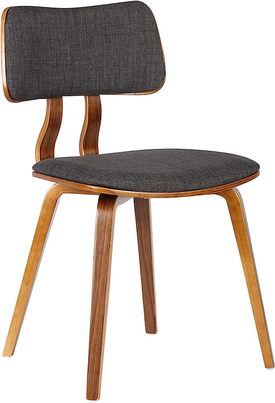 Armen Living Jaguar Dining Chair in Charcoal Fabric and Walnut Wood Finish,Charcoal/Walnut Finish 20D x 18W x 29H in - LeafyLoom