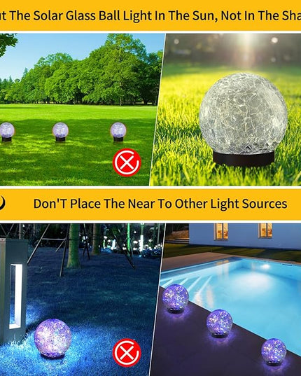 Solar Globe Lights Outdoor Waterproof-Solar Balls for Garden-Cracked Glass Ball Solar Lights Outdoor-Solar Orbs for Outside-Outdoor Decorations for Patio and Yard Lawn Backyard Decor JKIMK