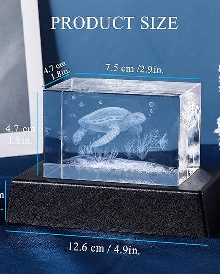 Qianwei 3D Crystals sea turtle decor gifts for women, turtle figurines stuff gifts for turtle lovers sea turtle statue paperweight Birthday for BEST friend, Keepsake&Paperweight - LeafyLoom