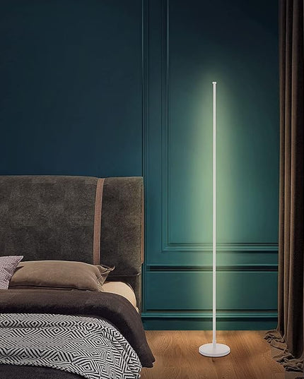 Modern Corner Floor Lamp - 3000K-6000K LED Standing Lamp - Minimalist Dimmable Floor Lamp with Remote Control for Living Room, Bedroom (White) - LeafyLoom