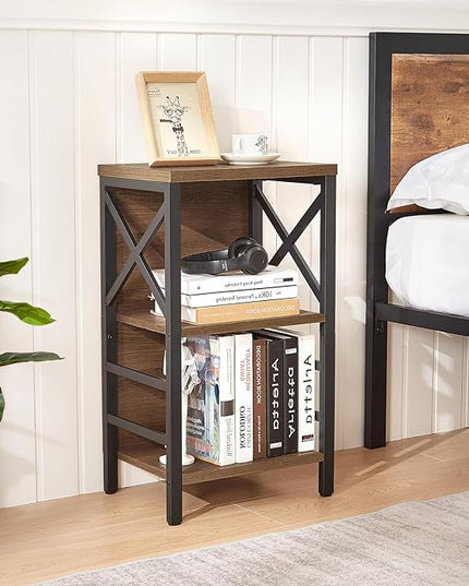 Bookcase, Industrial Small Bookshelf,3-Tier Bookcase Storage Organizer, Small Book Shelf for Small Spaces, Living Room, Bedroom and Home Office, Brown - LeafyLoom
