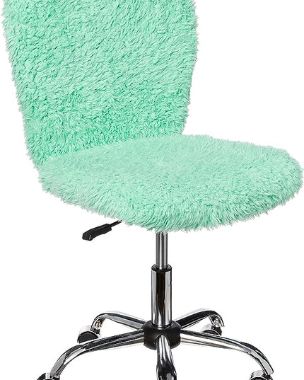 Faux Fur Rolling Task Chair, Mint - LeafyLoom
