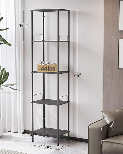 SUNMORY Display Shelf with Dimmable Lights, Lighted Display Cases for Collectibles, Adjustable Color Temperature and Brightness, Display Cabinet, Floor Lamp with Shelves, Home Decor, Black - LeafyLoom