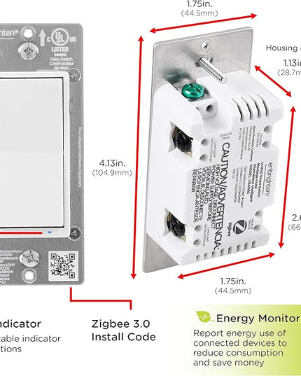 Enbrighten Zigbee Smart Light Switch, QuickFit & SimpleWire, Pairs Directly with Echo Show 10, Echo Studio, Eero Pro 6, Alexa & Google Assistant, Smart Light Switch, 43078 Enbrighten