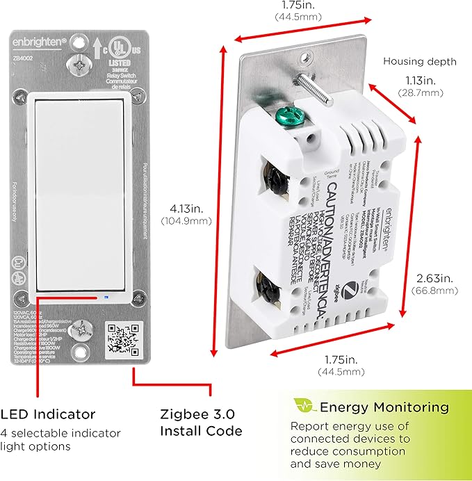 Enbrighten Zigbee Smart Light Switch, QuickFit & SimpleWire, Pairs Directly with Echo Show 10, Echo Studio, Eero Pro 6, Alexa & Google Assistant, Smart Light Switch, 43078 Enbrighten