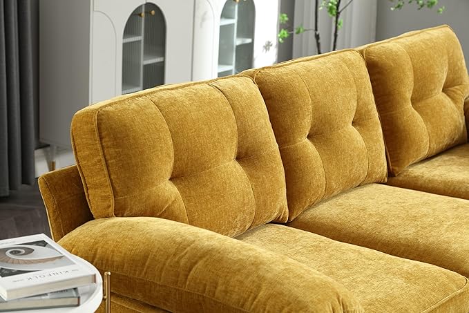 L Shaped Convertible Sleeper Sectional Sofa with Reversible Chaise, 3 Seater Corner Couch Bed with Detachable Pillow Armrest and Golden Metal Legs for Living Room Apartment Small Space - LeafyLoom