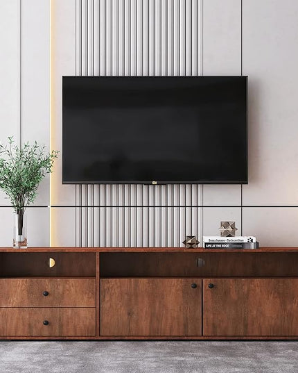 NicBex TV Stand for 65 Inch TV Farmhouse TV Media Console Table with Solid Wood Gandle Cabinets Entertainment Center with Storage for Living Room,63 Inch,Rosewood - LeafyLoom