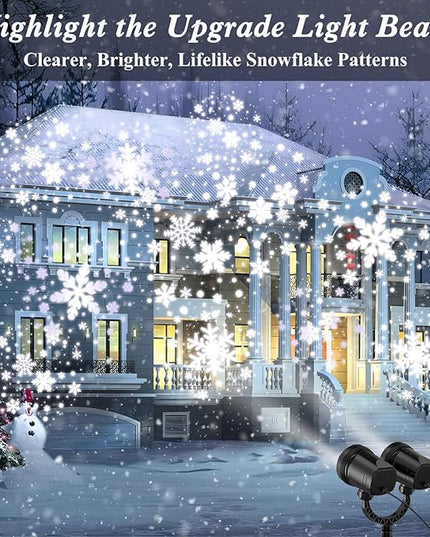 2024 Upgraded Dual-Head Christmas Snowflake Projector Light Outdoor,IP65 Waterproof Christmas LED Projector Light Outside,180° Rotation Projector for Indoor,Patio Wall Window Decorations Satxtrem