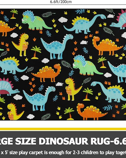 Capslpad Black Dinosaur Kids Play Rugs for Boys Bedroom Cute Cartoon Dinosaur Decor Kids Area Rug Non-Slip Washable Dinosaur Carpet Rugs for Kids Room,Playroom,Boys Bedroom,5'×6.6' - LeafyLoom