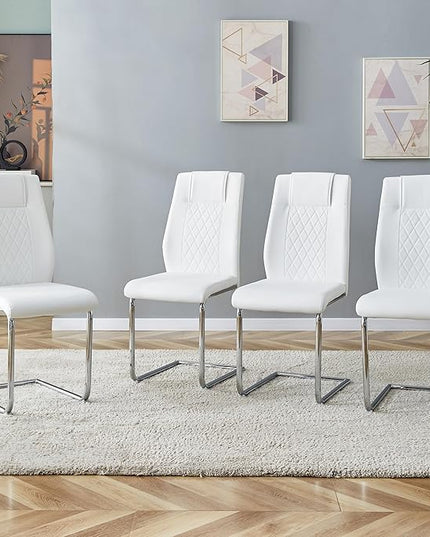 NicBex Haerin-SD-00311-LWJ Dining Chairs, 16"x19"x38", White and Silver - LeafyLoom