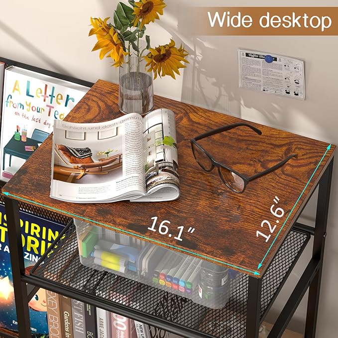 Vintage Bookshelf, Wooden Kids Bookshelf with 3-Tier Ladder Book Display Rack, Small Book Shelf Library Bookcase Storage Organizer, Short Wide Small Bookshelf Bookcase for HomeOffice - LeafyLoom