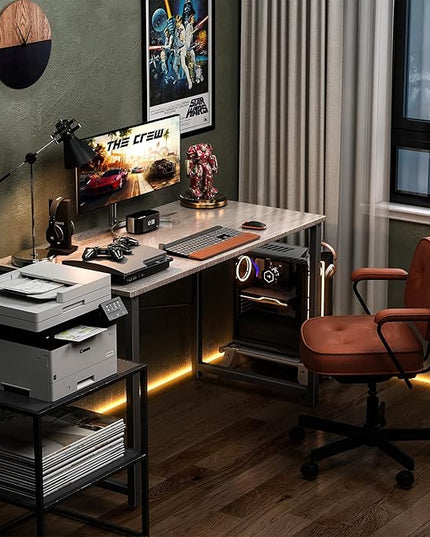 Coleshome 40 Inch Computer Desk, Modern Simple Style Desk for Home Office, Study Student Writing Desk, Grey Oak - LeafyLoom