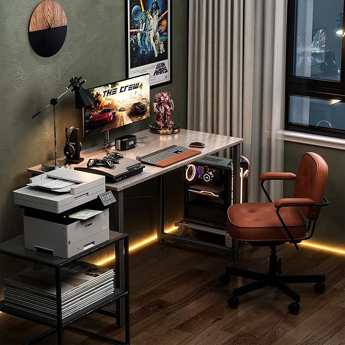 Coleshome 40 Inch Computer Desk, Modern Simple Style Desk for Home Office, Study Student Writing Desk, Grey Oak - LeafyLoom
