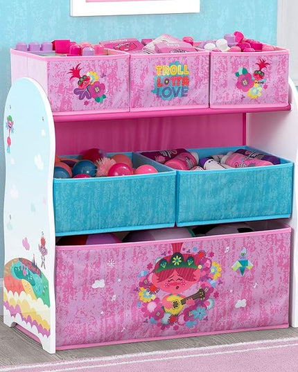 Delta Children Design and Store 6 Bin Toy Storage Organizer, Trolls World Tour - LeafyLoom
