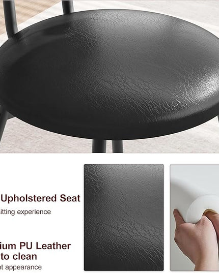 IDEALHOUSE Dining Chairs Set of 2, Rattan Kitchen Chairs with Thicken Upholstered, Modern Dining Room Chairs Set of 2, Space Saving Dining Chairs with Metal Legs for Living Room (1, Black) - LeafyLoom
