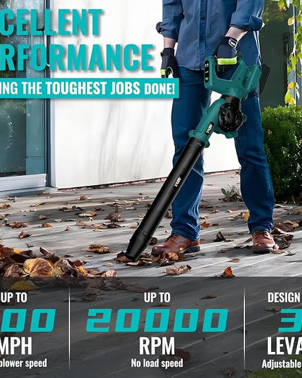 Leaf Blower, Cordless Leaf Blower for Makita 18V Battery, 3 Speed Modes Up to 200MPH, 270° Rotatable Electric Leaf Blower with 4 Blowing Nozzles for Lawn Care and Yard(Battery Not Included) - LeafyLoom