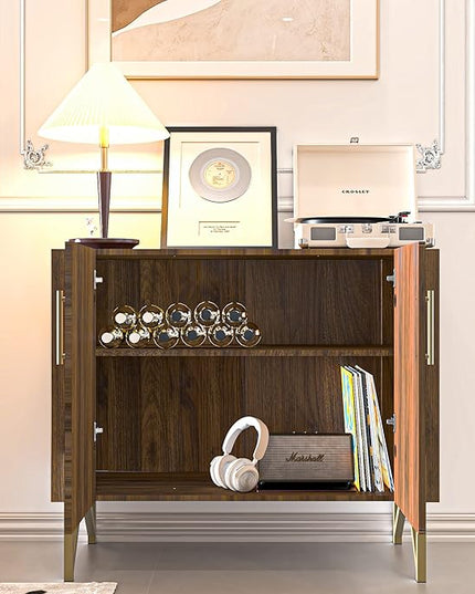roomfitters 39” Sideboard Buffet Cabinet with Storage, Accent Cabinet with 2 Doors, Modern Mid-Century Credenza, Dark Walnut Furniture for Kitchen, Entryway, Living Room - LeafyLoom
