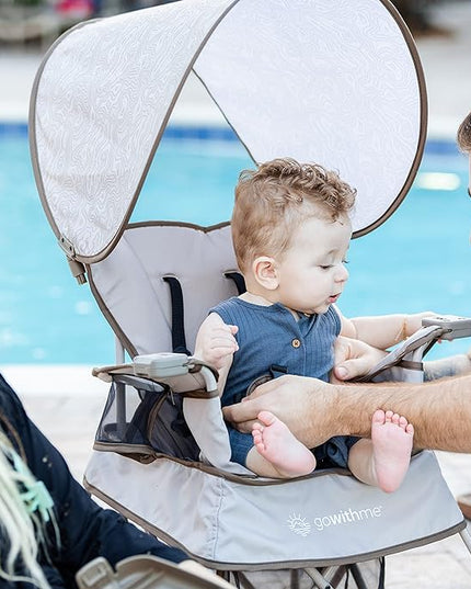 Baby Delight Go with Me Venture Portable Chair | Indoor and Outdoor | Sun Canopy | 3 Child Growth Stages | Elephant Grey - LeafyLoom