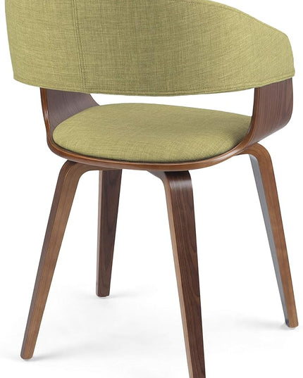 SIMPLIHOME Lowell 17 Inch Mid Century Modern Bentwood Dining Chair in Acid Green Linen Look Fabric, For the Dining Room - LeafyLoom