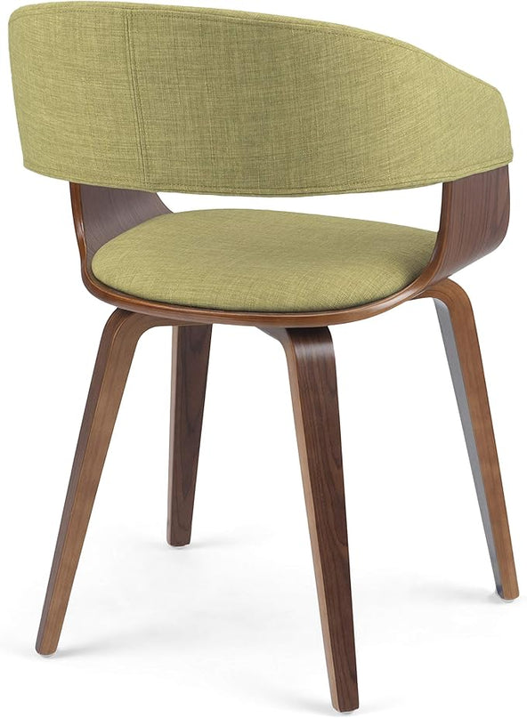 SIMPLIHOME Lowell 17 Inch Mid Century Modern Bentwood Dining Chair in Acid Green Linen Look Fabric, For the Dining Room - LeafyLoom