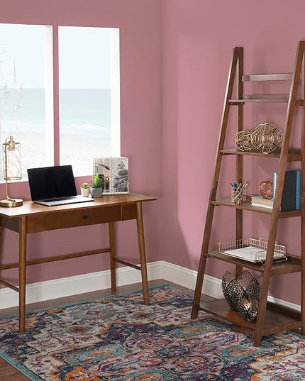 Linon Melissa Mid-Century Walnut Desk, 42" W x 19" D x 30" H - LeafyLoom