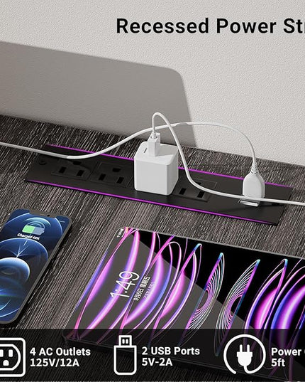 Reversible L Shaped Gaming Desk with Magic Power Outlets, 55 Inch Large Corner Computer Desk, Sturdy Home Office Table with Storage Shelf, Attractive Grid Design Writing Desk, Oak Walnut - LeafyLoom