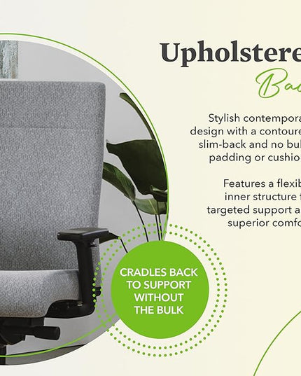 HON Ignition 2.0 Office Chair, Upholstered Back, Basalt Grey - LeafyLoom