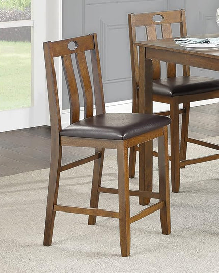 NicBex Small Kitchen Table Set for 4 Dining Room Table Set 5Pc Counter Height Set Dining Table and 4 Chairs Upholstered Seat for Small Space, Transitional Style, Wooden, Brown - LeafyLoom