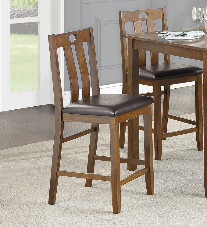 NicBex Small Kitchen Table Set for 4 Dining Room Table Set 5Pc Counter Height Set Dining Table and 4 Chairs Upholstered Seat for Small Space, Transitional Style, Wooden, Brown - LeafyLoom