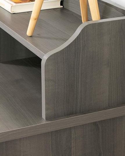 South Shore Versa Computer Desk with Hutch, Gray Maple - LeafyLoom