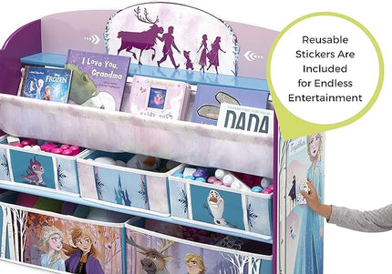 Delta Children Kids Convertible Activity Bench - Greenguard Gold Certified, Frozen II & Deluxe Toy and Book Organizer, Disney Frozen II - LeafyLoom