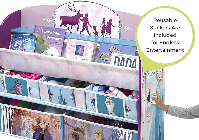 Delta Children Kids Convertible Activity Bench - Greenguard Gold Certified, Frozen II & Deluxe Toy and Book Organizer, Disney Frozen II - LeafyLoom