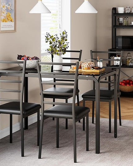 IDEALHOUSE Dining Table for 4, Small Table and Chairs Set of 4, Dinette Set for 4, Square Dinner Table Set, 3 Piece Kitchen & Dining Room Sets for Small Space (Glass, Dining Table with 4 Chairs) - LeafyLoom