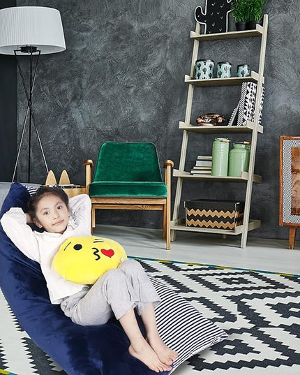 Stuffed Animal Storage Bean Bag Chair Cover, Velvet Canvas Blue Denim Plush Toy Storage Stuff and Sit Seat for Kids/Teens/Adults, 52" x 31" Extra Large Triangle Sofa, 200L/52Gal, Cover Only - LeafyLoom
