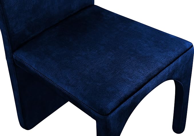 Meridian Furniture Summer Collection Modern | Contemporary Velvet Upholstered Dining Side Chair with Steel Frame, Set of 2, Navy - LeafyLoom