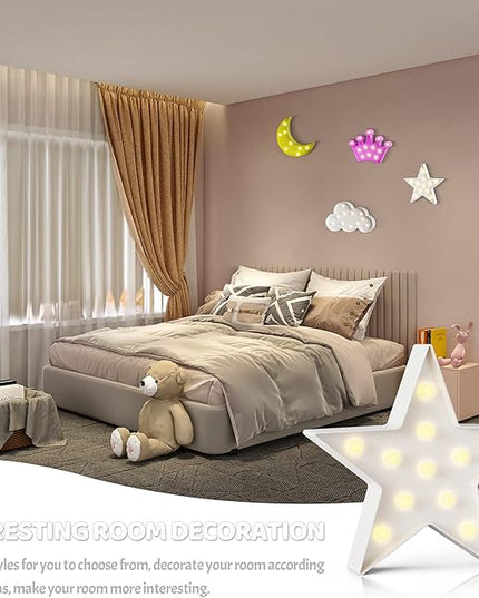 White Star Birthday Party Decorations, Battery Powered Star Night Light for Kids, Kids Room Decor for Bedrooms, Baby Night Light, Toddler Room Decor, Kids Room Decor, Wall Decor for Bedroom - LeafyLoom