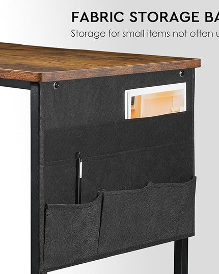 Computer Desk with Drawers, 47 Inch Desk with 2 Drawers and Shelves, Office Desk with Storage, Desk with Storage Bag, Home Office desks with Drawers, Metal Frame for PC Laptop, Rustic Brown - LeafyLoom