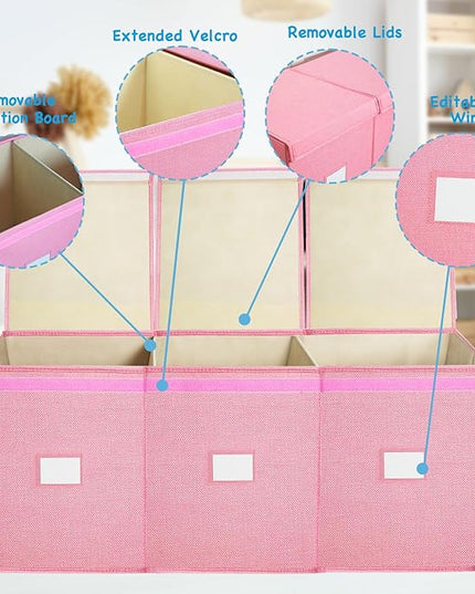 Large Toy Box Chest,Big Toy Storage Organizer,Storage Bins with Lids,Stuffed Animal Storage,Toy Bins for Kids Extra Large,Toddlers,Baby,Girls,Nursery,Living room,playroom(Pink) - LeafyLoom