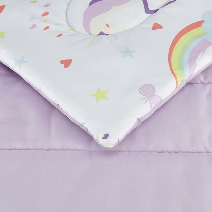 Amazon Basics Microfiber Kid's Bed-in-a-Bag 5 Piece Bedding Set, Twin, Unicorn Print - LeafyLoom