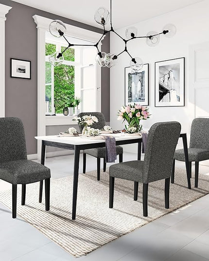 HomePop Classic Parsons Dining Chairs, Black Woven (set of 2) - LeafyLoom
