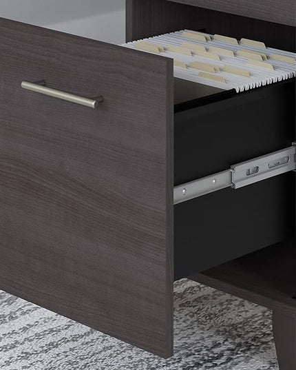 Bush SET018SG Somerset 72-Inch Computer Desk with Drawers and Hutch, Storm Gray - LeafyLoom