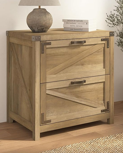Bush Business Furniture Knoxville 2 Drawer Lateral File Cabinet, Farmhouse Document Storage Chest for Home Office, Reclaimed Pine - LeafyLoom
