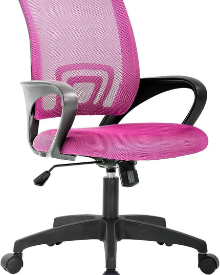 Ergonomic Office Chair Desk Chair Mesh Computer Chair with Lumbar Support Executive Rolling Swivel Adjustable Home Mid Back Task Chair for Women Adults, Pink - LeafyLoom