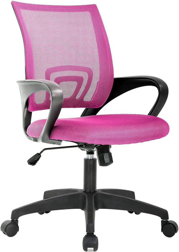 Ergonomic Office Chair Desk Chair Mesh Computer Chair with Lumbar Support Executive Rolling Swivel Adjustable Home Mid Back Task Chair for Women Adults, Pink - LeafyLoom
