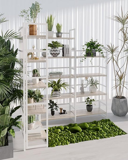 No-Assembly Folding Bookshelf Storage Shelves 4 Tiers Vintage Multifunctional Plant Flower Stand Storage Rack Shelves Bookcase for Home Office (White) - LeafyLoom