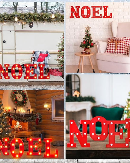 VIHOSE Christmas LED Letter Lights Sign Table Decoration Christmas Light up Letters Battery Powered Letter for Home Bar Christmas Party Bedroom Tabletop Decoration Gift(Noel) VIHOSE