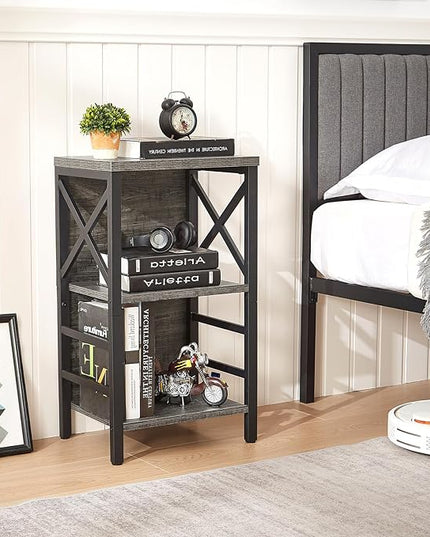Bookcase, Industrial Small Bookshelf,3-Tier Bookcase Storage Organizer, Small Book Shelf for Small Spaces, Living Room, Bedroom and Home Office, Gray - LeafyLoom