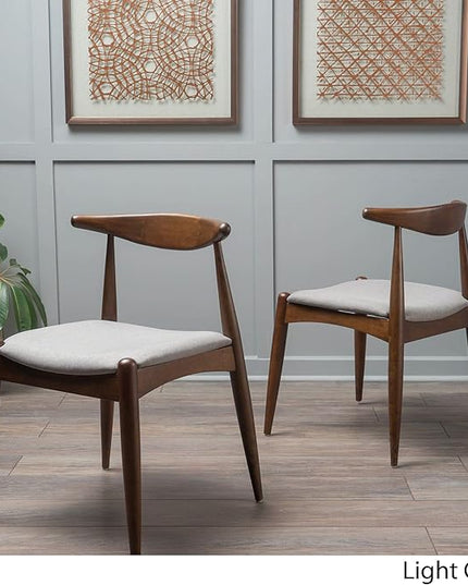 Christopher Knight Home Francie Fabric with Walnut Finish Dining Chairs, 2-Pcs Set, Light Grey / Walnut - LeafyLoom